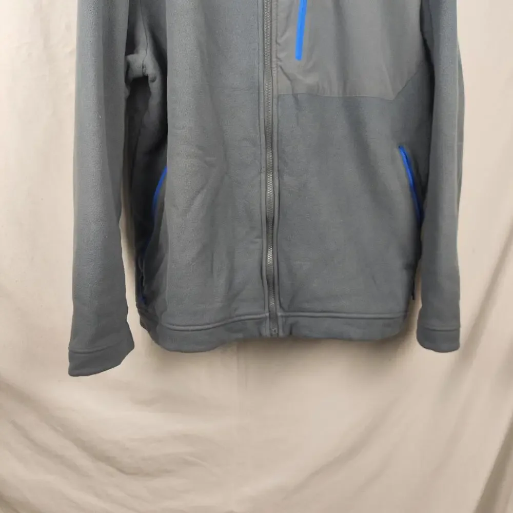 The North Face Jacket Mens XL Gray Fleece Full Zip Chest Pocket Blue Zippers